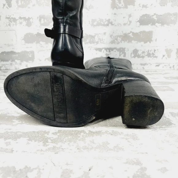 Franco Sarto Alexa Black Leather Zip Up Block Heel Tall Knee High Boots … - Picture 6 of 14